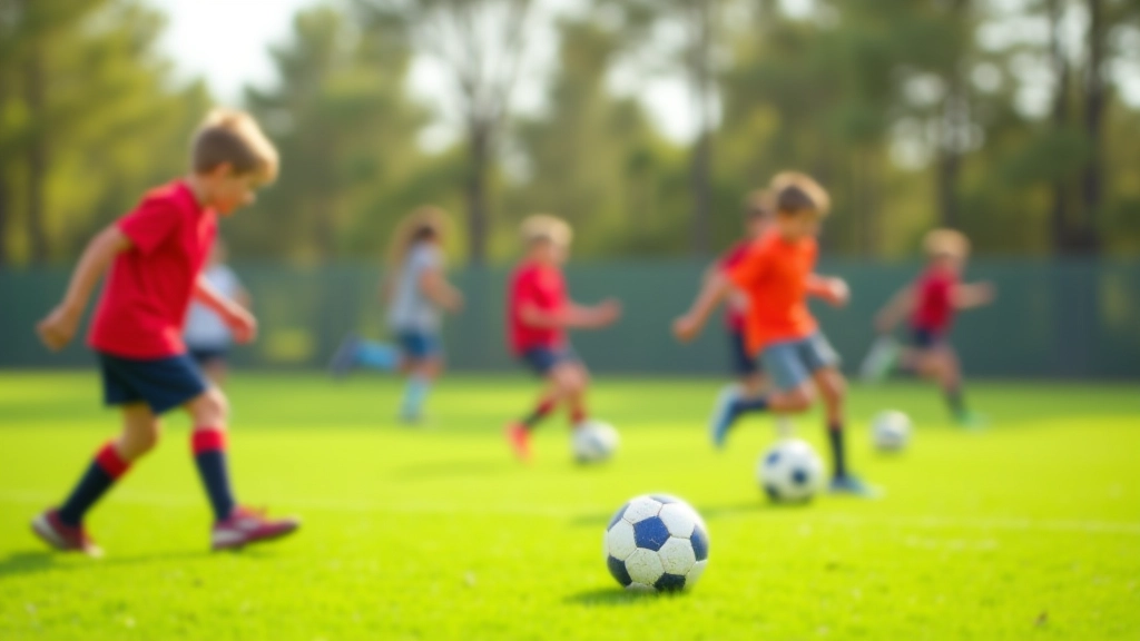 Youth soccer players during practice drill